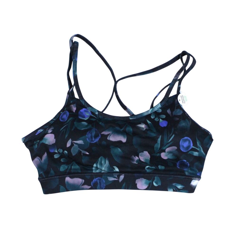 Gaiam Medium-Impact Strappy Sports Bra. watercolor floral print sz S NEW NWT